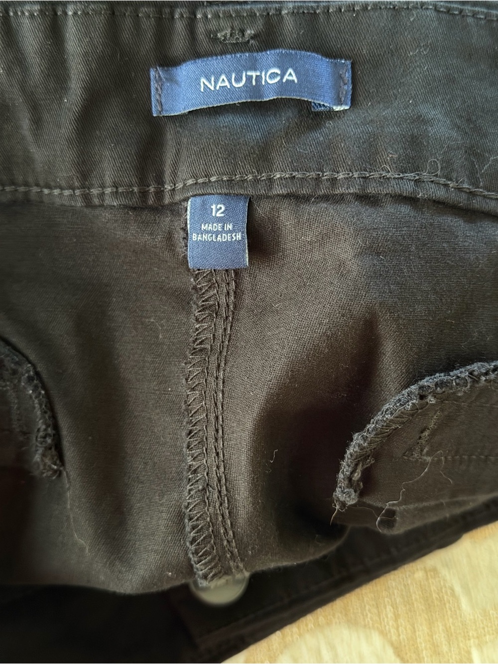 Nautica Black Chino Shorts Size 12 Cotton Stretch Flat Front Classic - Picture 14 of 15